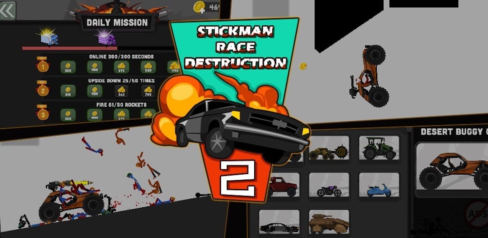 Stickman Race Destruction 2 v1.09 MOD APK Speed Vehicle Game