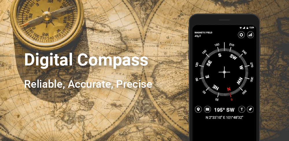 Digital Compass v18.1 MOD APK Download (Premium Unlocked Utilities)