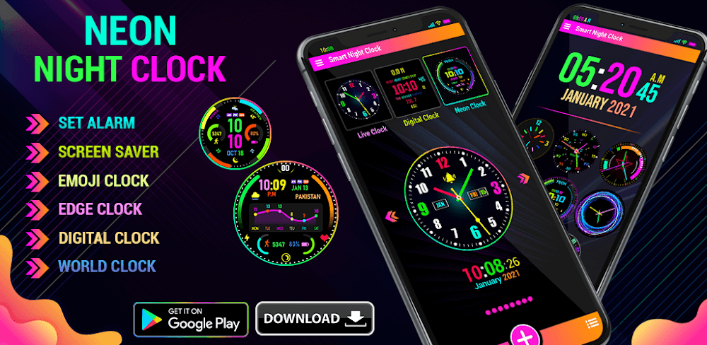 Smart Watch Neon Digital Clock v1.62.5 MOD APK Download (Premium Unlocked)