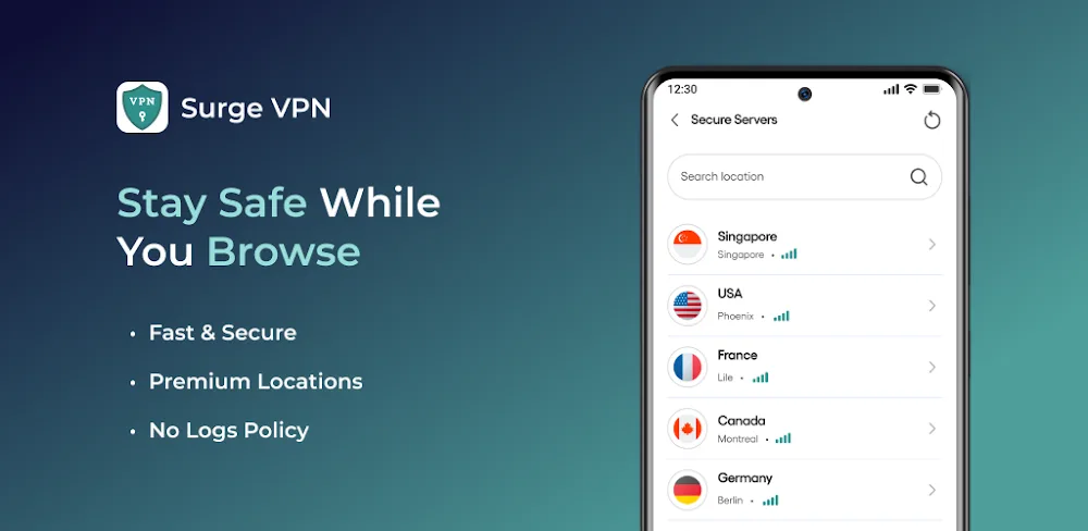 **Surge VPN v1.7.4 MOD APK Download** (Premium Unlocked)