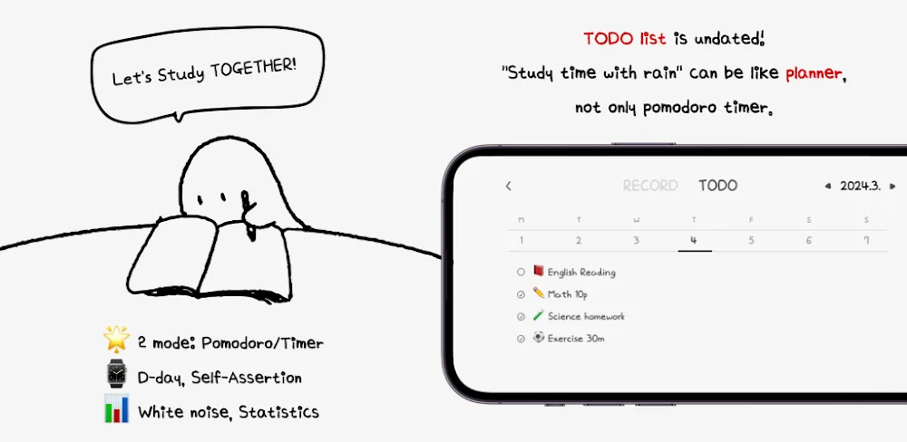 Study Time With Rain v2.5.2 MOD APK Premium Unlocked Download
