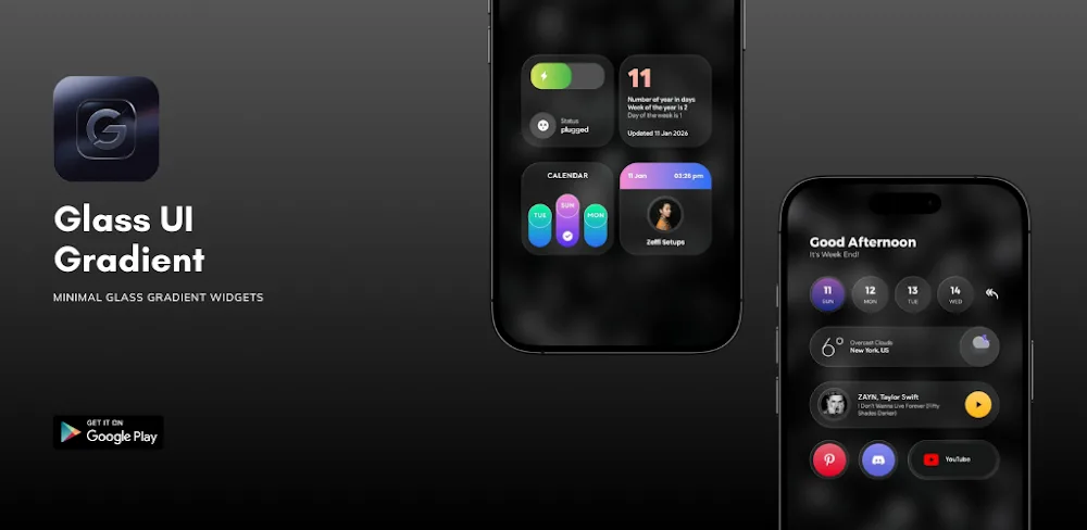 Glass UI Gradient KWGT v2.6.4 APK Download MOD